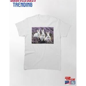 Bunnies Lavender Field Cute Animal Aesthetic Graphic Unisex T-Shirt